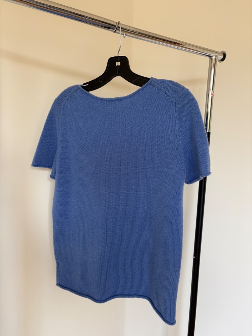 Theory Tolleree Blue 100% Cashmere Short Sleeve Sweater Size M - Picture 3 of 3
